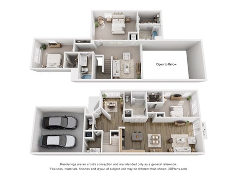 Floor plan for 3 beds, 3.5 baths, 2310 sqft